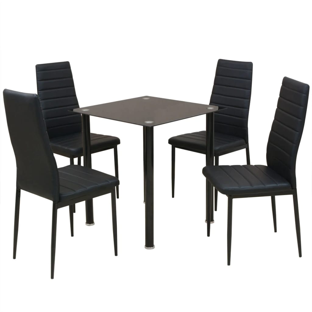 vidaXL Five Piece Dining Table and Chair Set Black