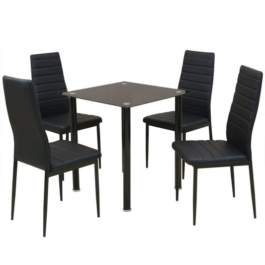 vidaXL Five Piece Dining Table and Chair Set Black
