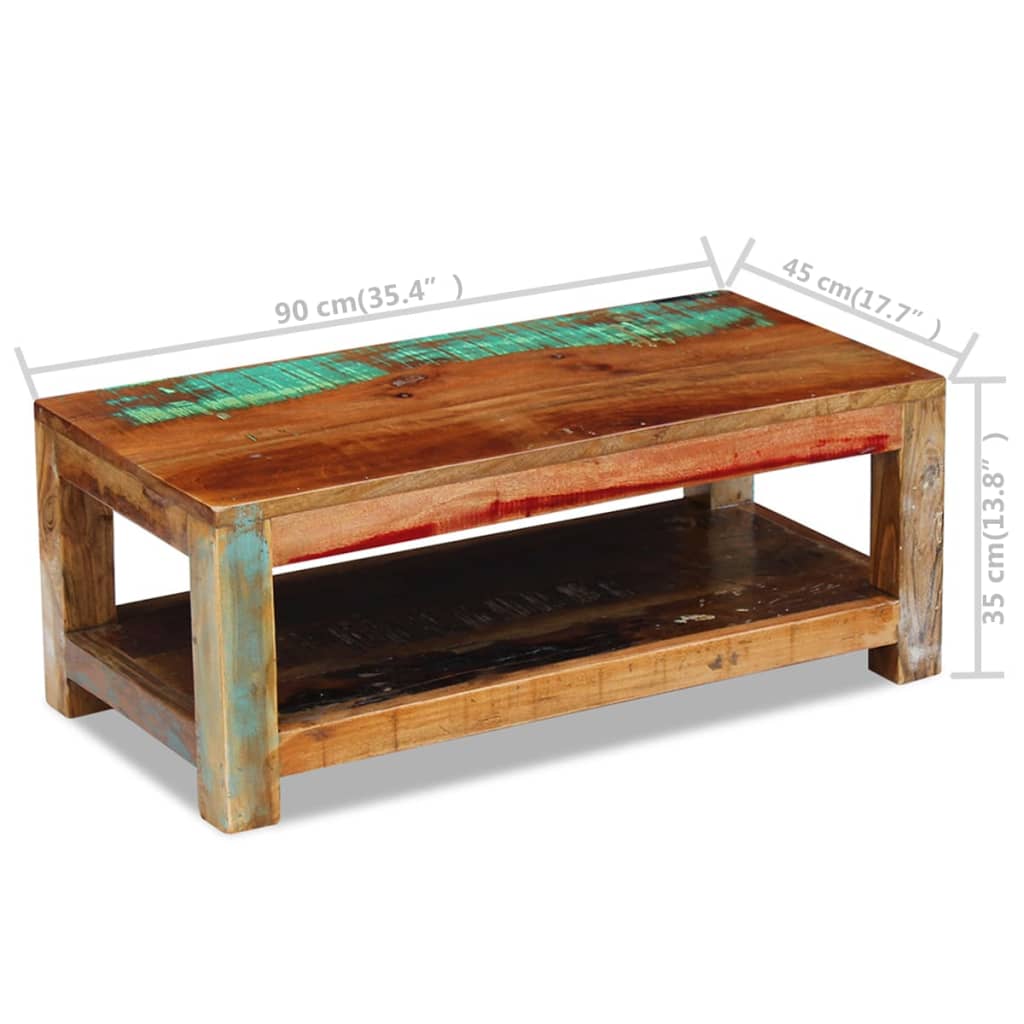 vidaXL Coffee Table Solid Reclaimed Wood 90x45x35 cm