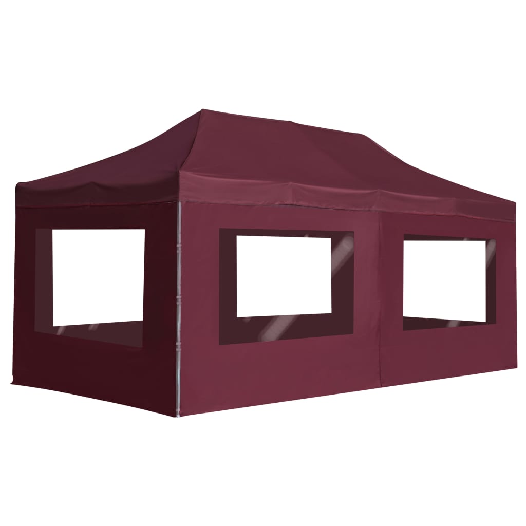 vidaXL Professional Folding Party Tent with Walls Aluminium 6x3 m Wine Red