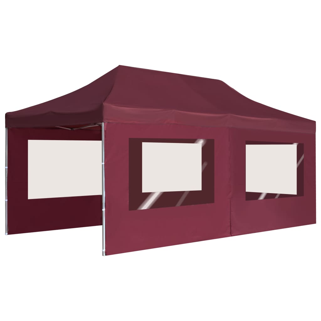 vidaXL Professional Folding Party Tent with Walls Aluminium 6x3 m Wine Red