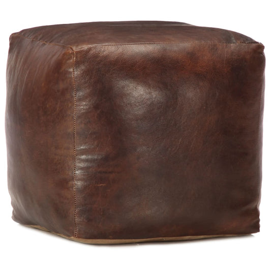 vidaXL Pouffe Dark Brown 40x40x40 cm Genuine Goat Leather