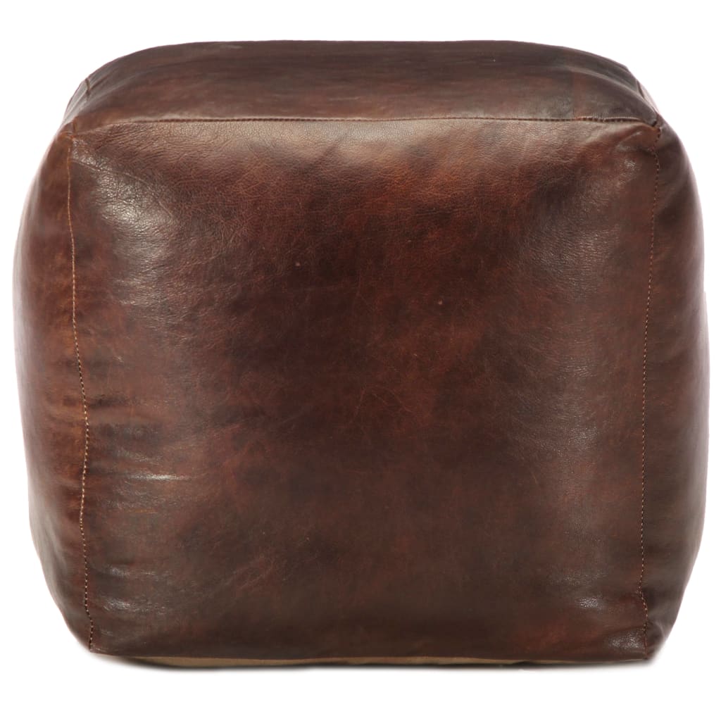 vidaXL Pouffe Dark Brown 40x40x40 cm Genuine Goat Leather