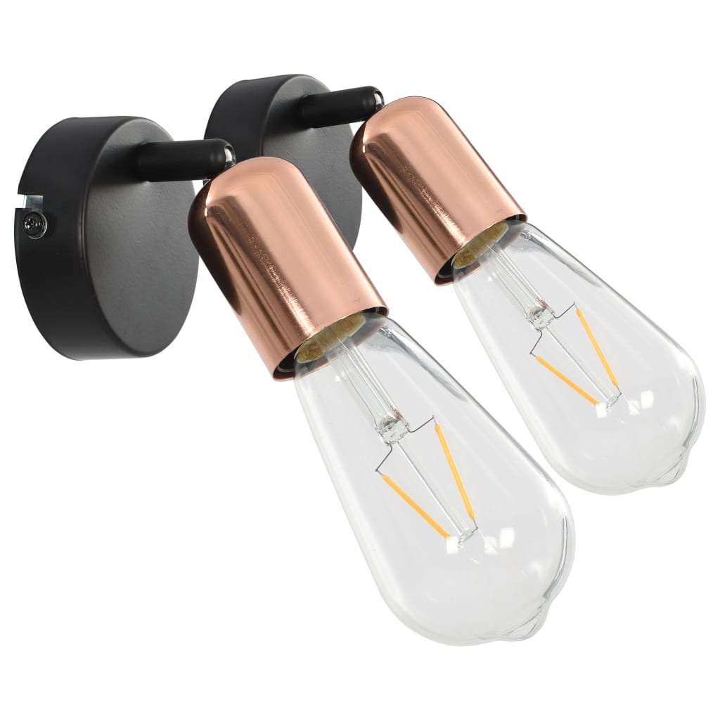 vidaXL Spot Lights 2 pcs Black and Copper E27