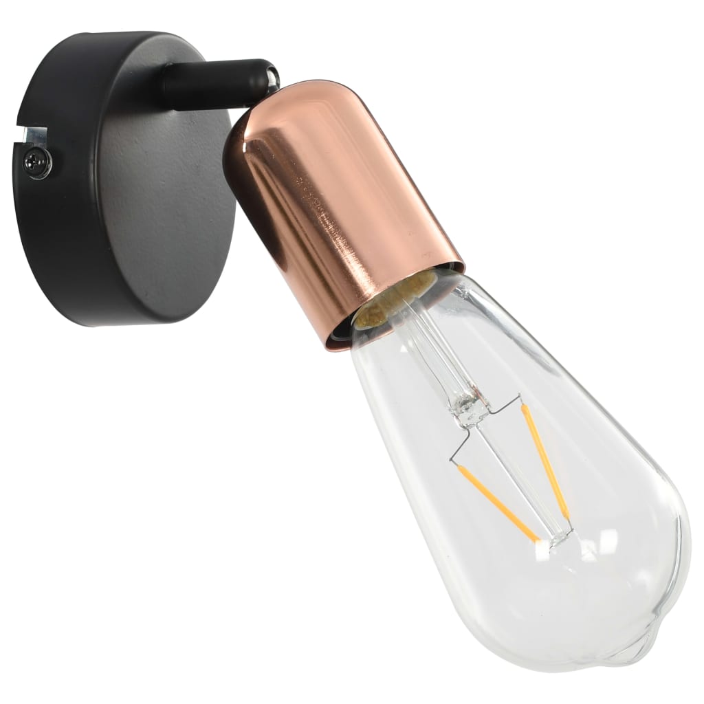 vidaXL Spot Lights 2 pcs Black and Copper E27