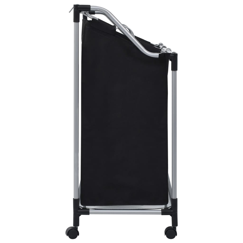 vidaXL Laundry Sorter with 3 Bags Black Steel