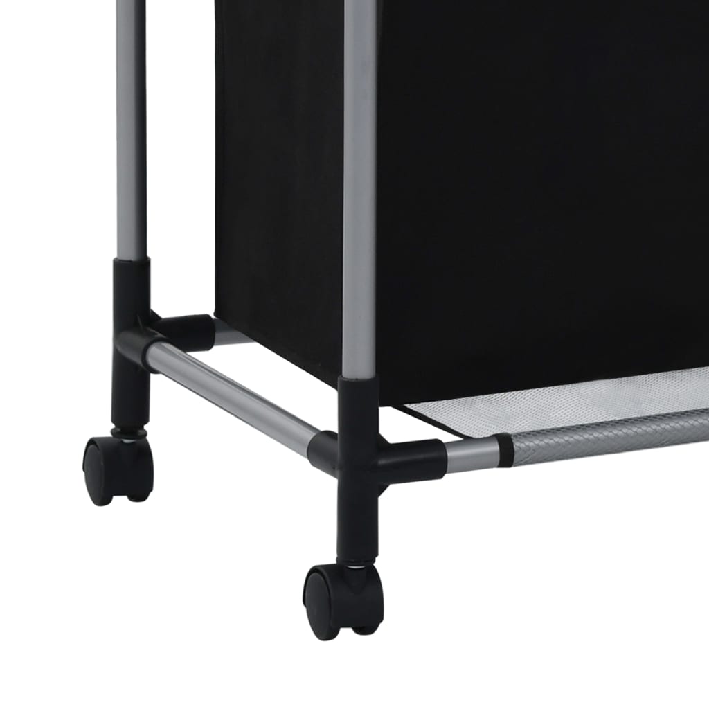 vidaXL Laundry Sorter with 3 Bags Black Steel
