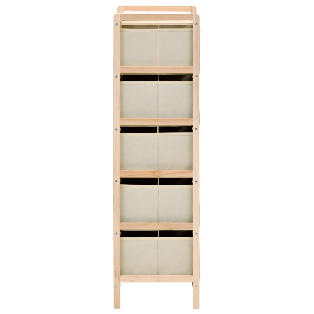 vidaXL Storage Racks with 5 Fabric Baskets 2 pcs Beige Cedar Wood