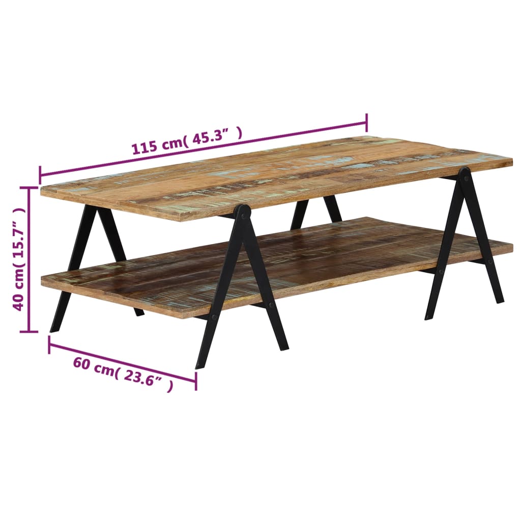 vidaXL Coffee Table 115x60x40 cm Solid Reclaimed Wood