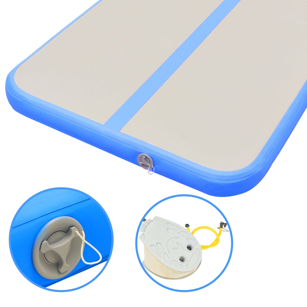 vidaXL Inflatable Gymnastics Mat with Pump 600x100x10 cm PVC Blue