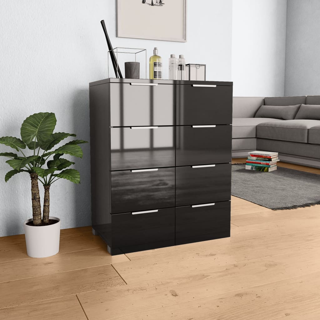 vidaXL Sideboard High Gloss Black 60x35x80 cm Engineered Wood