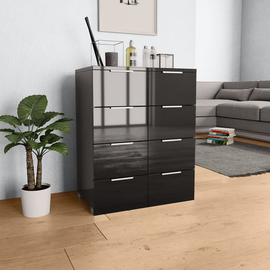 vidaXL Sideboard High Gloss Black 60x35x80 cm Engineered Wood