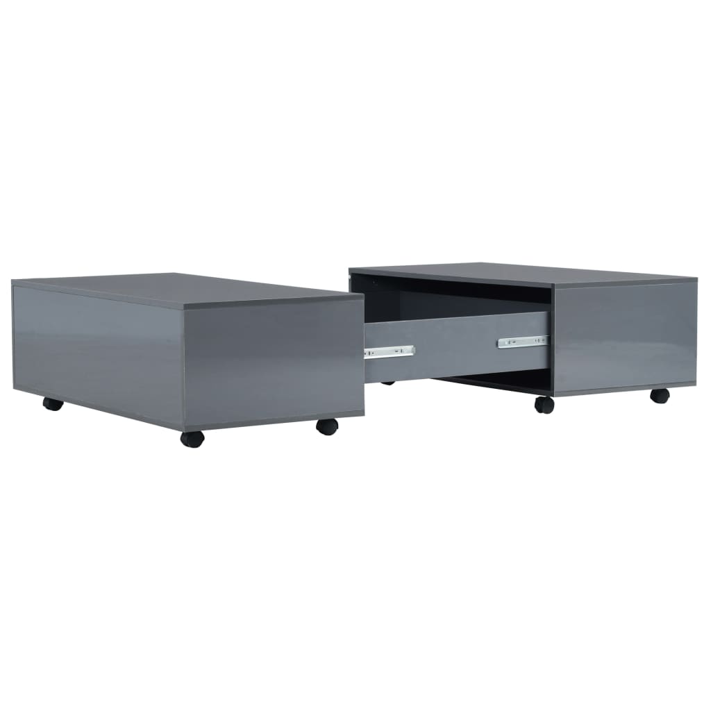vidaXL Coffee Table High Gloss Grey 100x100x35 cm