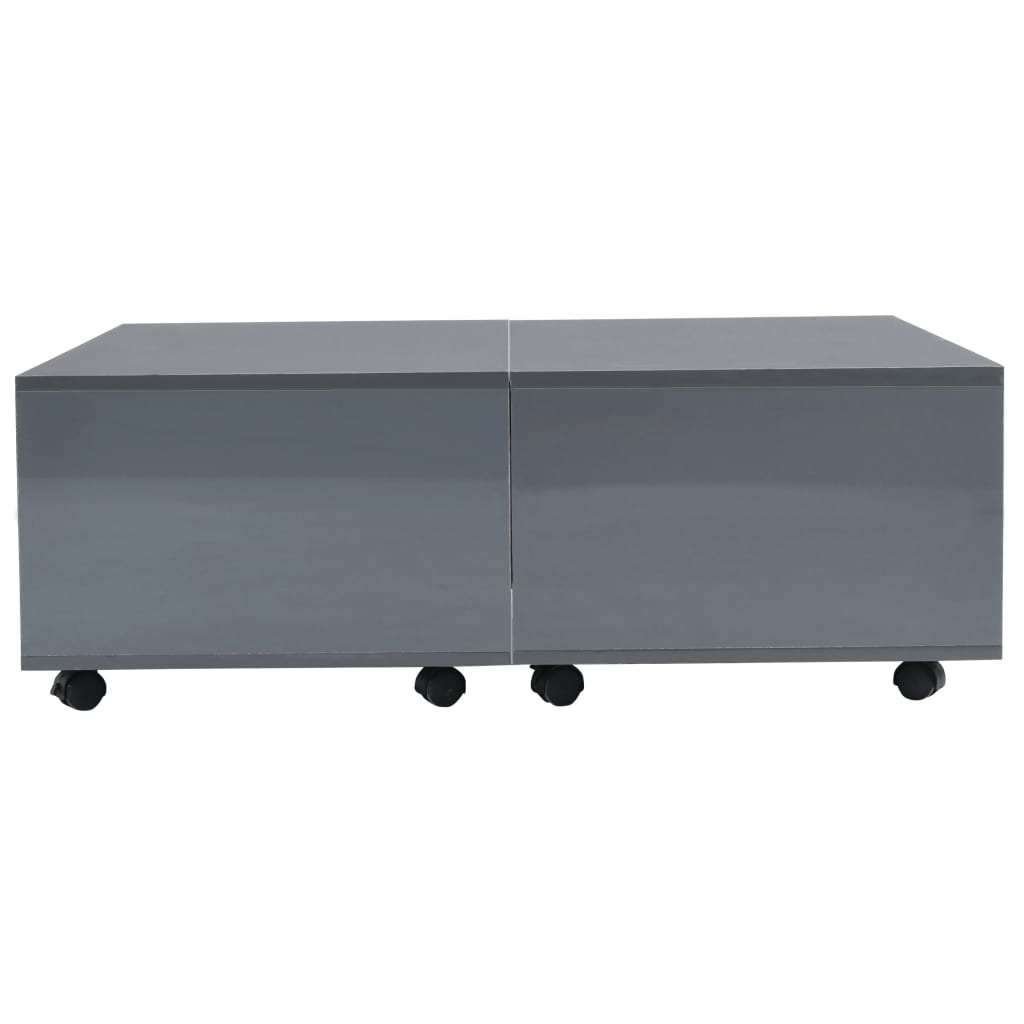 vidaXL Coffee Table High Gloss Grey 100x100x35 cm