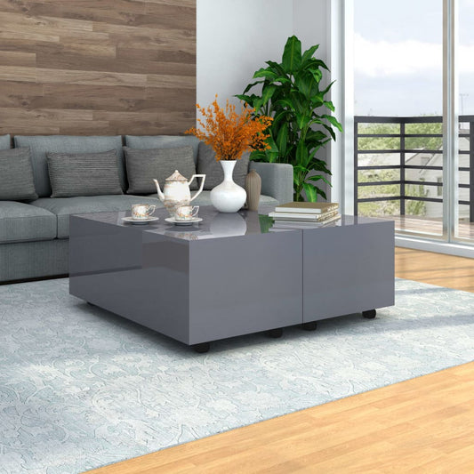 vidaXL Coffee Table High Gloss Grey 100x100x35 cm