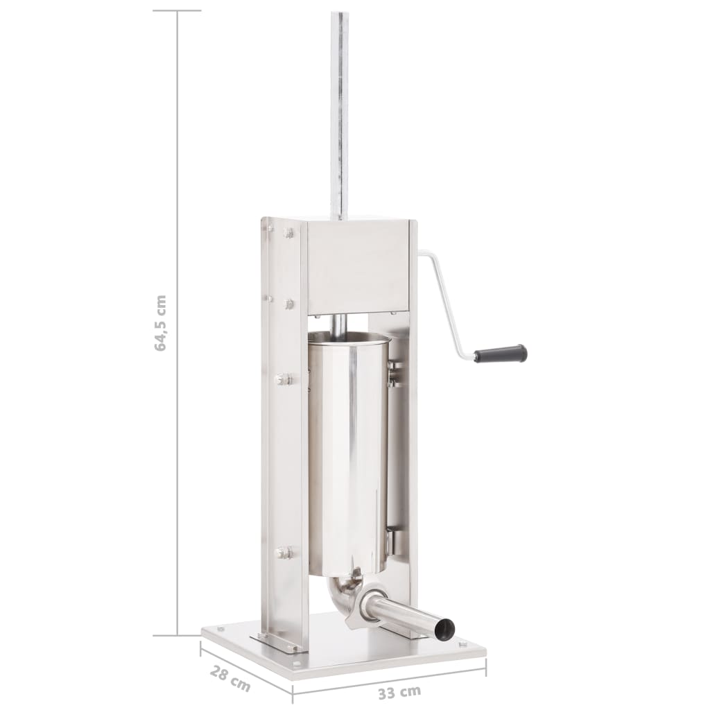 vidaXL Manual Sausage Stuffer Silver 5 L Stainless Steel