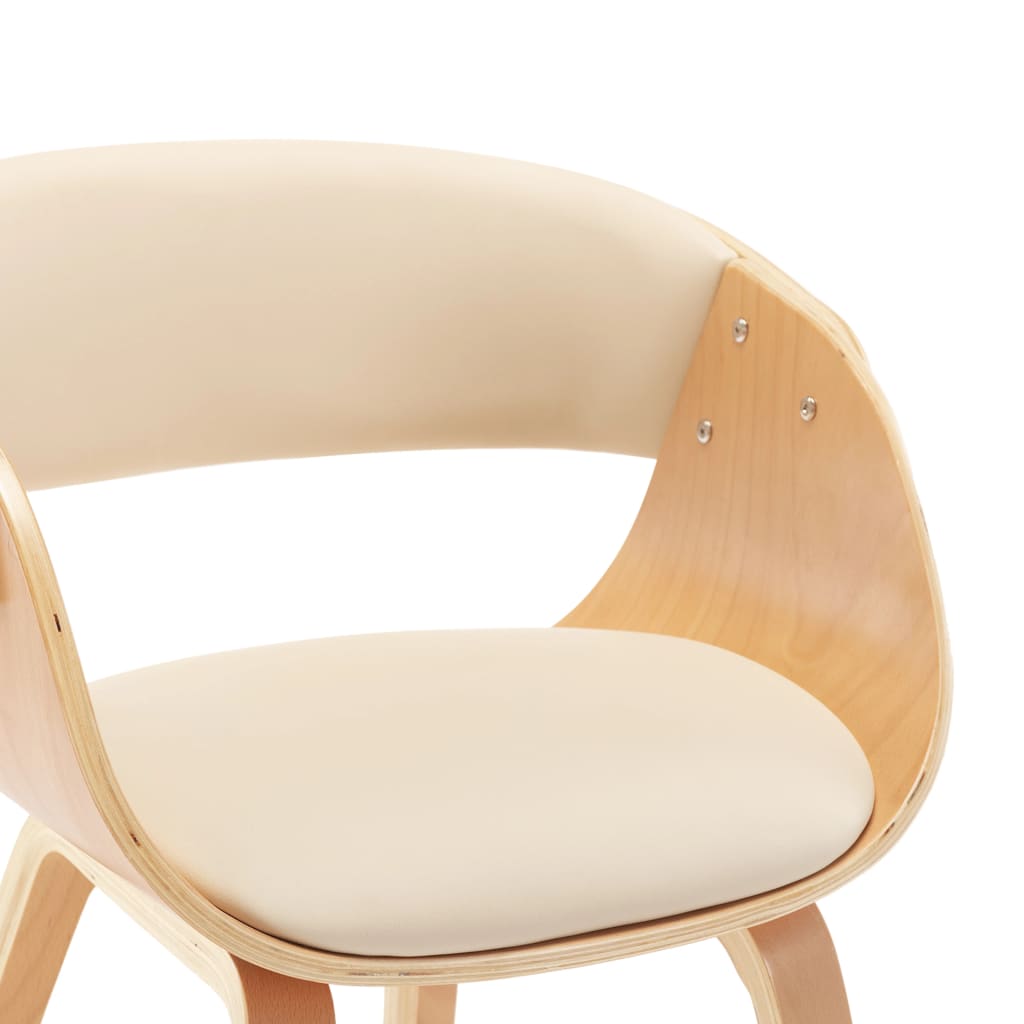 vidaXL Dining Chair Cream Bent Wood and Faux Leather