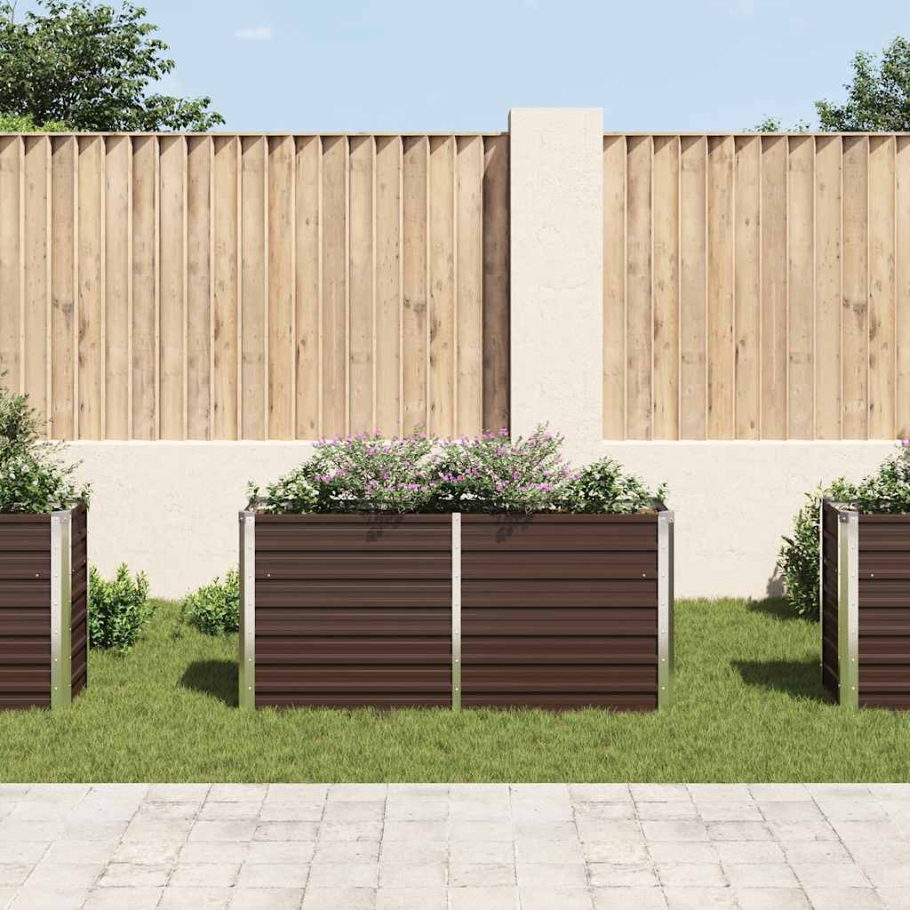 vidaXL Garden Raised Bed Brown 160x40x77 cm Galvanised Steel