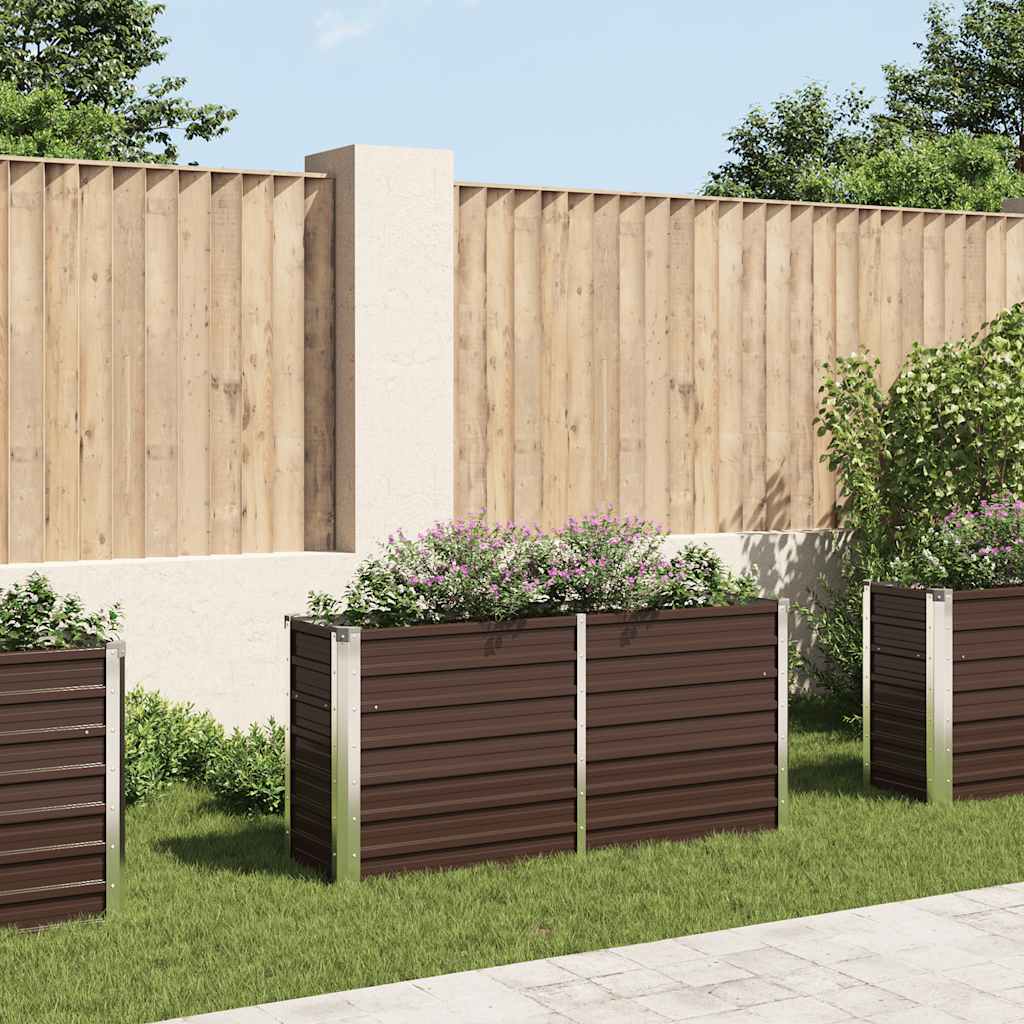 vidaXL Garden Raised Bed Brown 160x40x77 cm Galvanised Steel