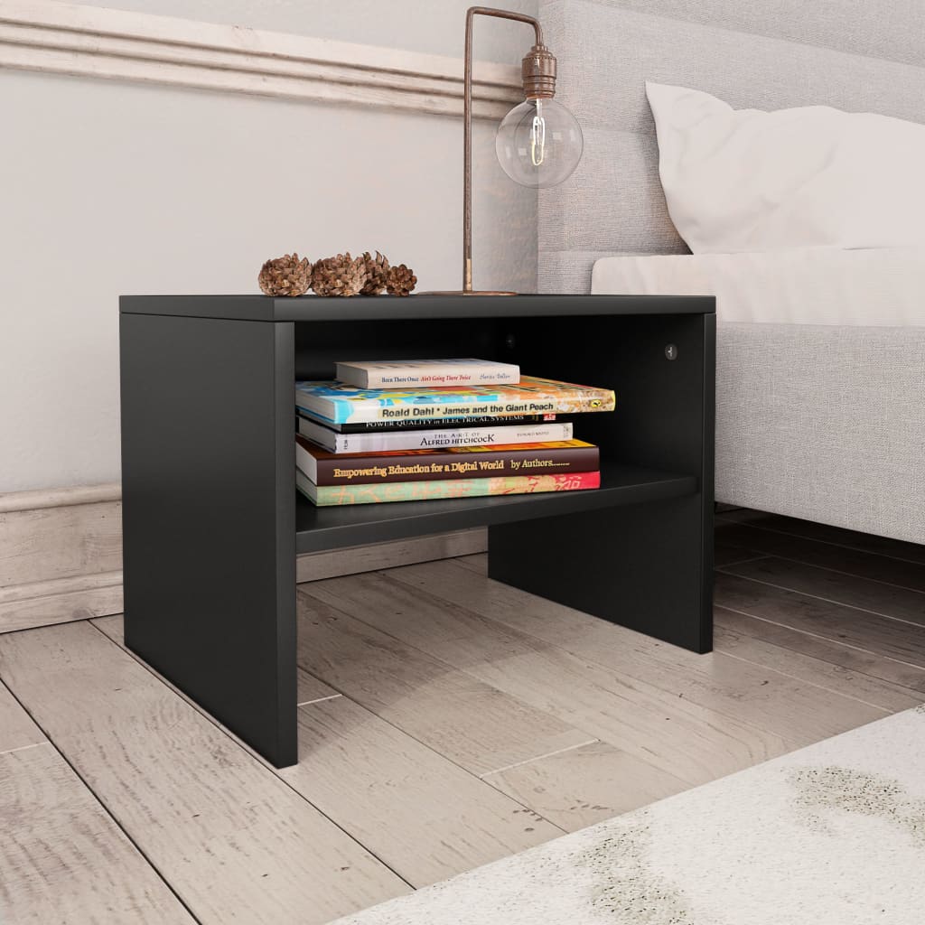 vidaXL Bedside Cabinets 2 pcs Black 40x30x30 cm Engineered Wood