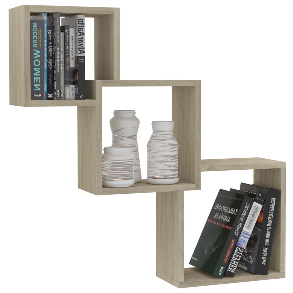vidaXL Cube Wall Shelves Sonoma Oak 68x15x68 cm Engineered Wood