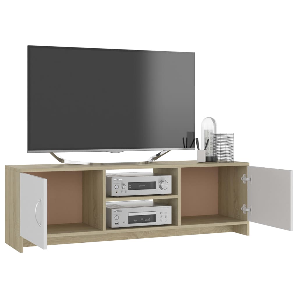 vidaXL TV Cabinet White and Sonoma Oak 120x30x37.5 cm Engineered Wood