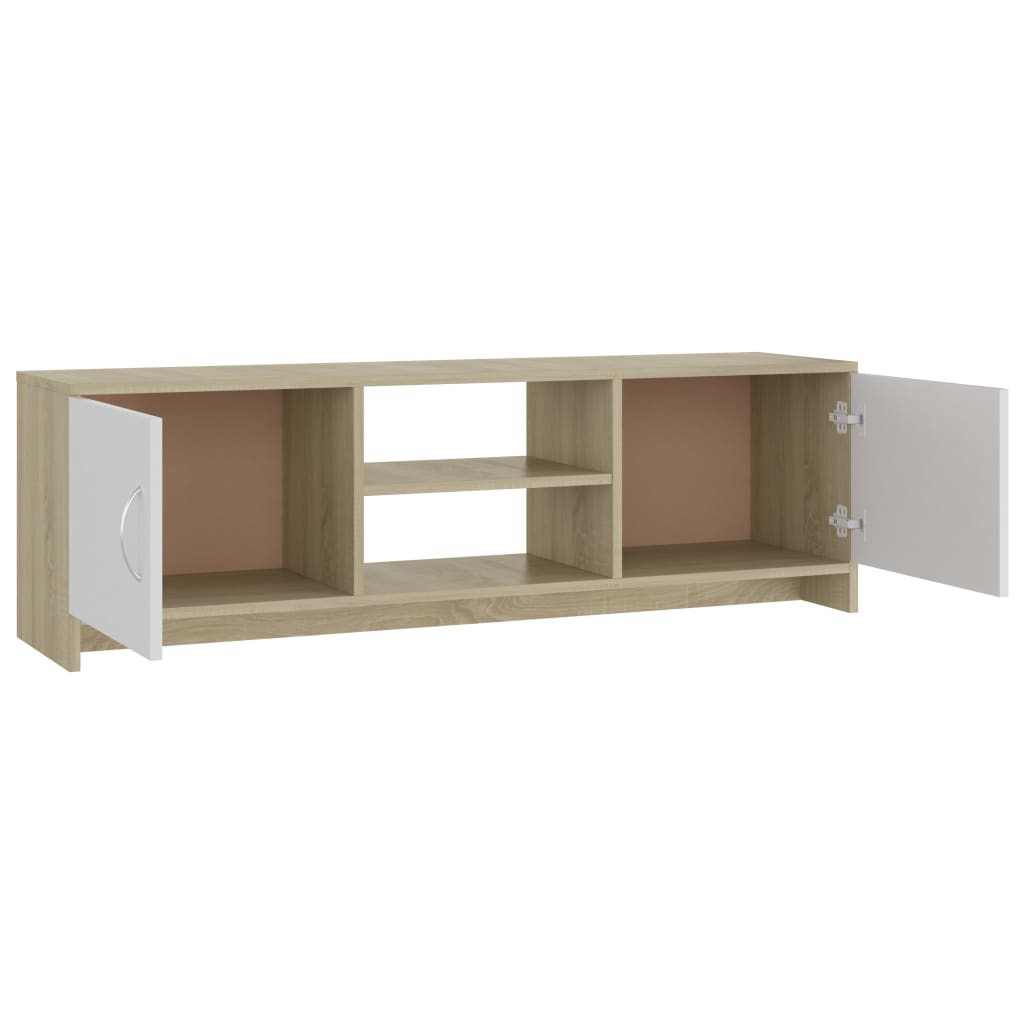 vidaXL TV Cabinet White and Sonoma Oak 120x30x37.5 cm Engineered Wood