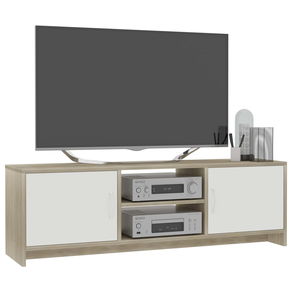 vidaXL TV Cabinet White and Sonoma Oak 120x30x37.5 cm Engineered Wood