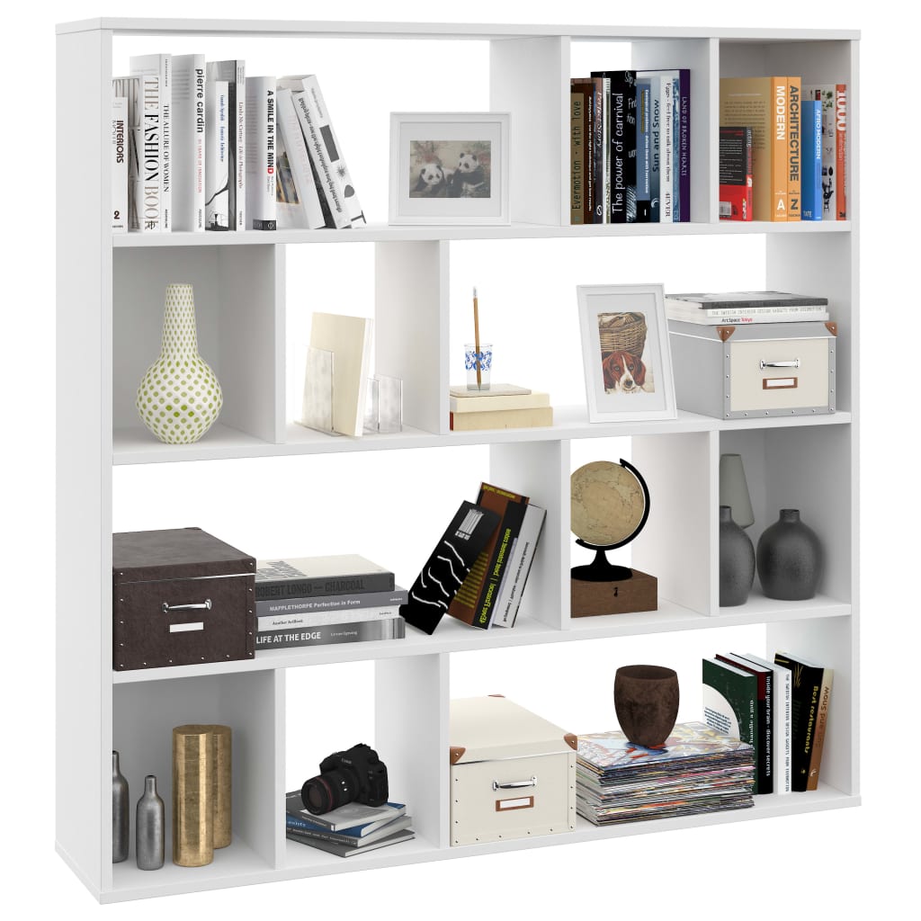vidaXL Room Divider/Book Cabinet White 110x24x110 cm Engineered Wood