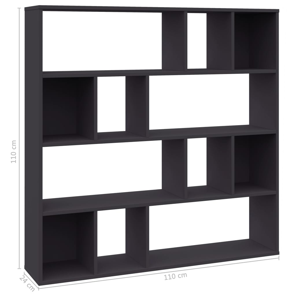 vidaXL Room Divider/Book Cabinet Grey 110x24x110 cm Engineered Wood