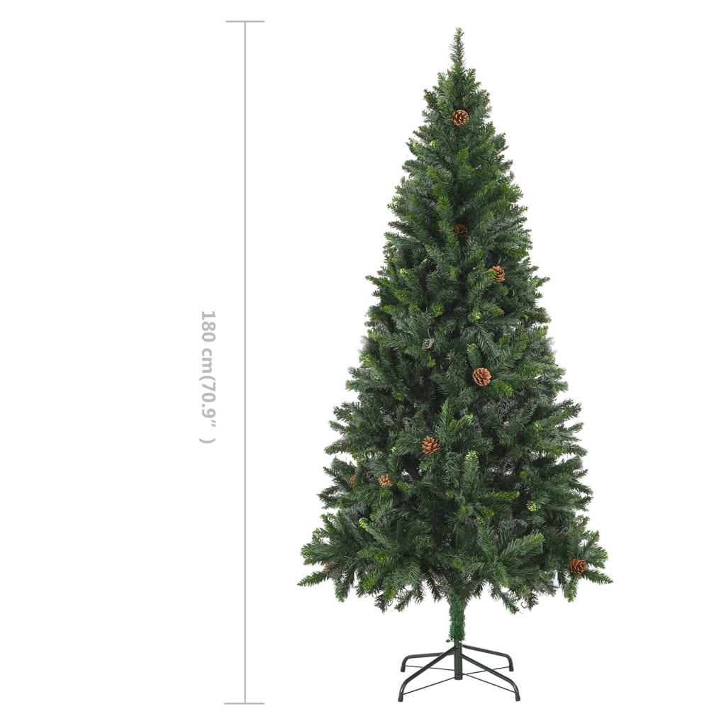 vidaXL Artificial Christmas Tree with Pine Cones Green 180 cm