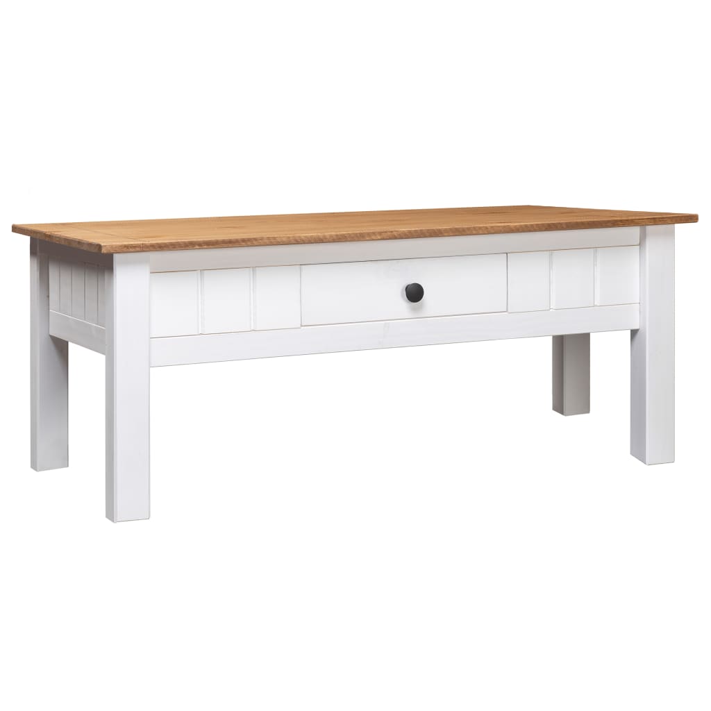 vidaXL Coffee Table White 100x60x45 cm Solid Pine Wood Panama Range