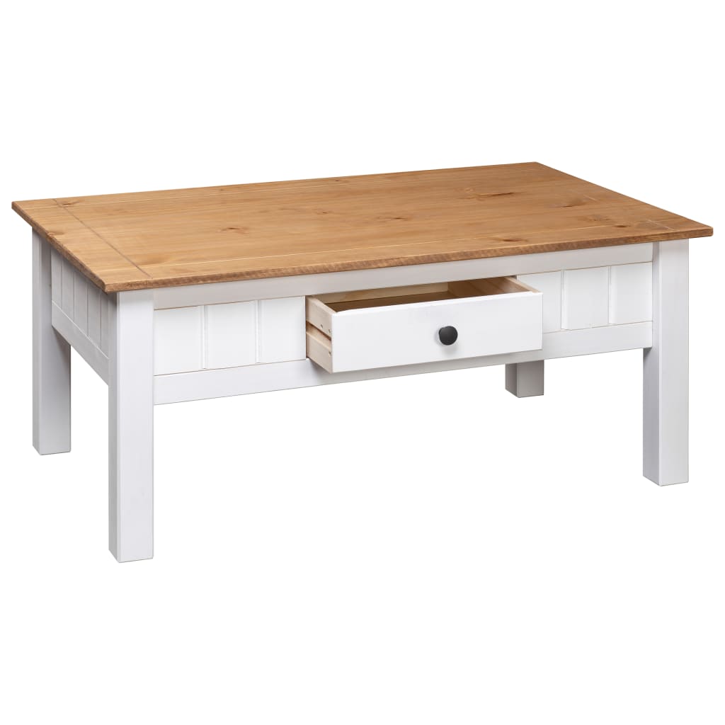 vidaXL Coffee Table White 100x60x45 cm Solid Pine Wood Panama Range