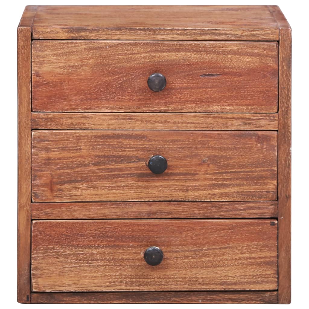 vidaXL Bedside Cabinet with 3 Drawers 35x25x35 cm Solid Mahogany Wood