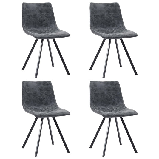 vidaXL Dining Chairs 4 pcs Black Faux Leather
