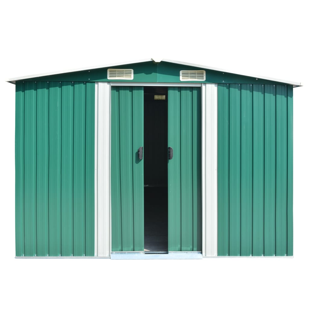 vidaXL Garden Shed 257x392x181 cm Metal Green