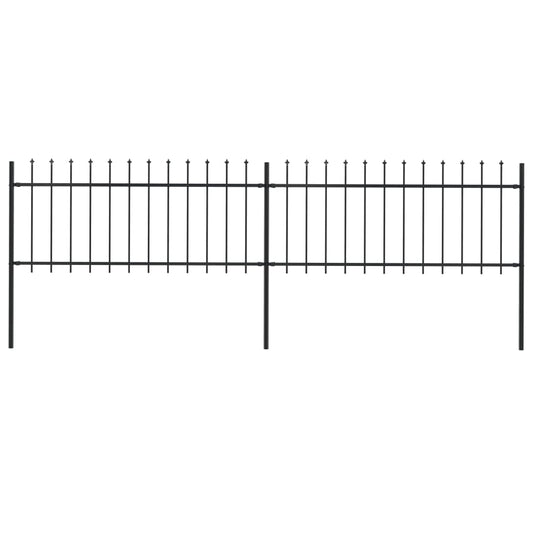 vidaXL Garden Fence with Spear Top Steel 3.4 m Black