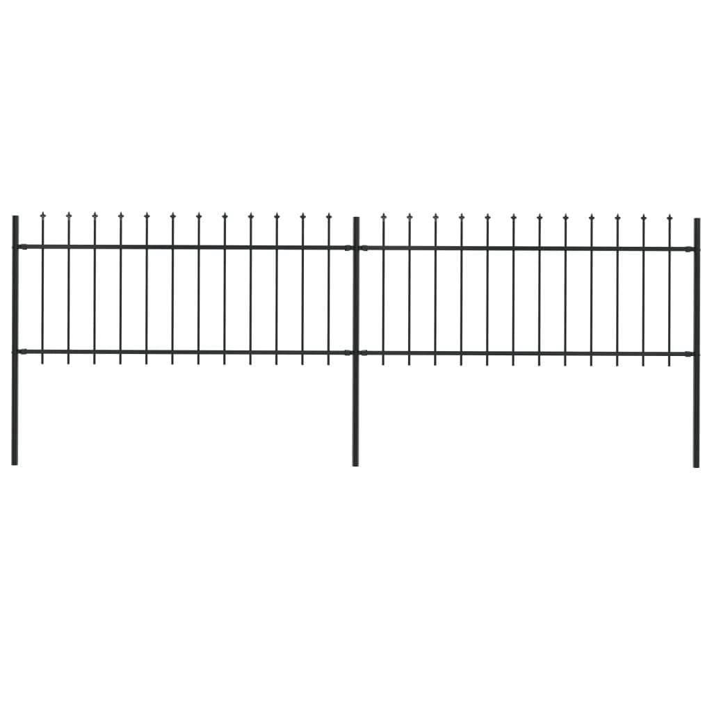 vidaXL Garden Fence with Spear Top Steel 3.4 m Black