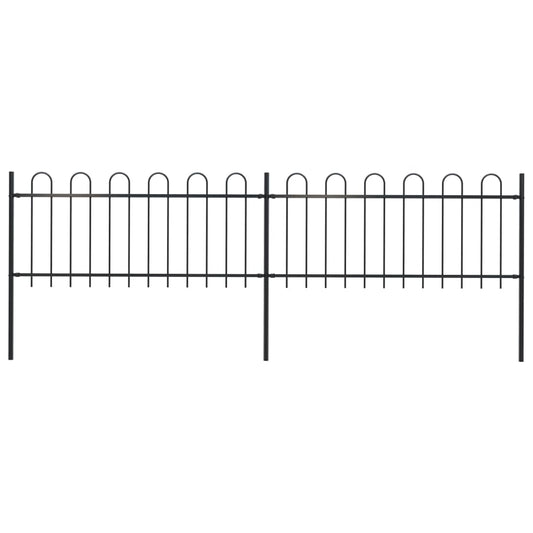 vidaXL Garden Fence with Hoop Top Steel 3.4 m Black