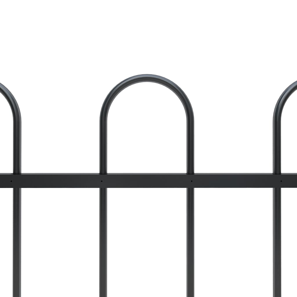 vidaXL Garden Fence with Hoop Top Steel 3.4 m Black