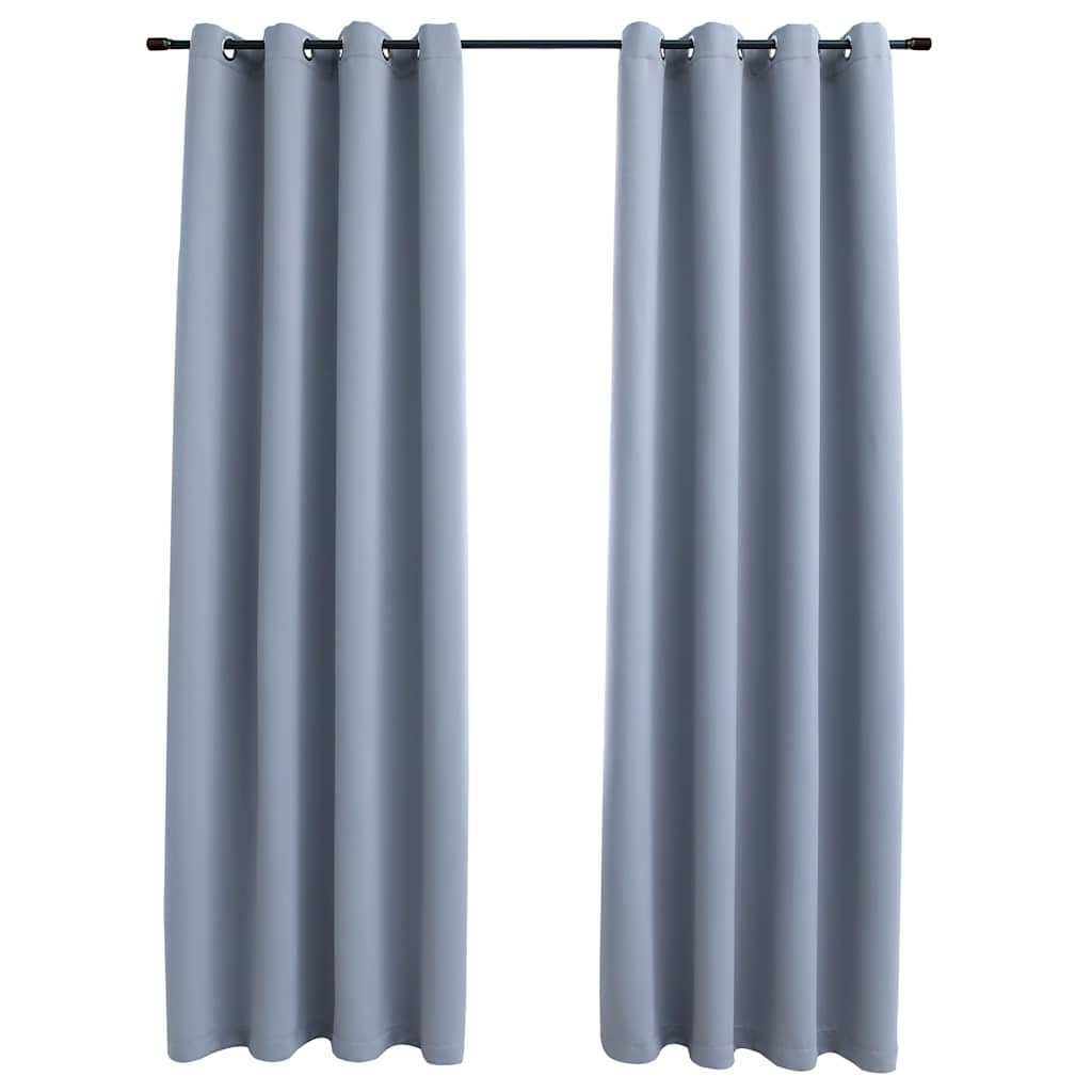 vidaXL Blackout Curtains with Metal Rings 2 pcs Grey 140x245 cm