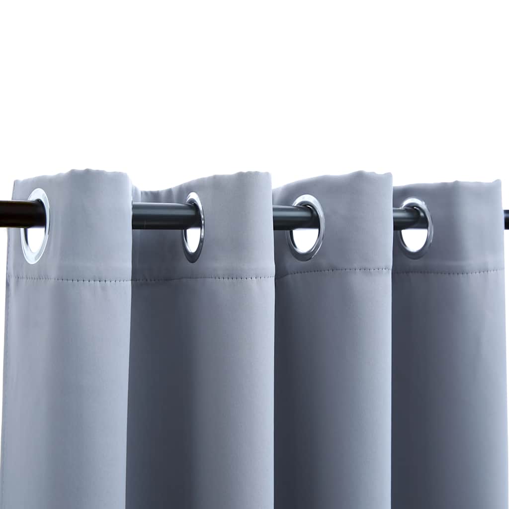 vidaXL Blackout Curtains with Metal Rings 2 pcs Grey 140x245 cm