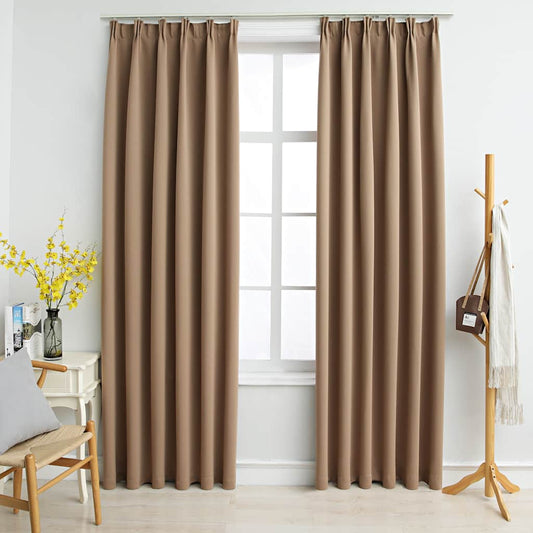 vidaXL Blackout Curtains with Hooks 2 pcs Taupe 140x245 cm