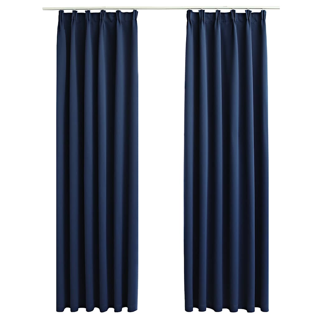 vidaXL Blackout Curtains with Hooks 2 pcs Blue 140x245 cm