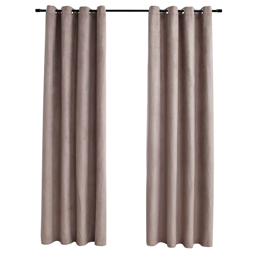 vidaXL Blackout Curtains with Metal Rings 2 pcs Taupe 140x225 cm