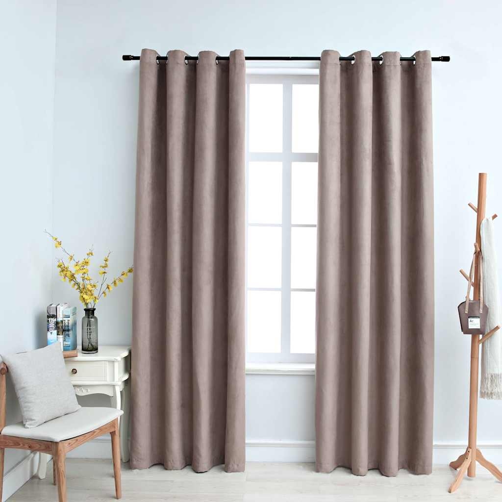vidaXL Blackout Curtains with Metal Rings 2 pcs Taupe 140x225 cm