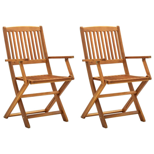 vidaXL Folding Outdoor Chairs 2 pcs Solid Acacia Wood