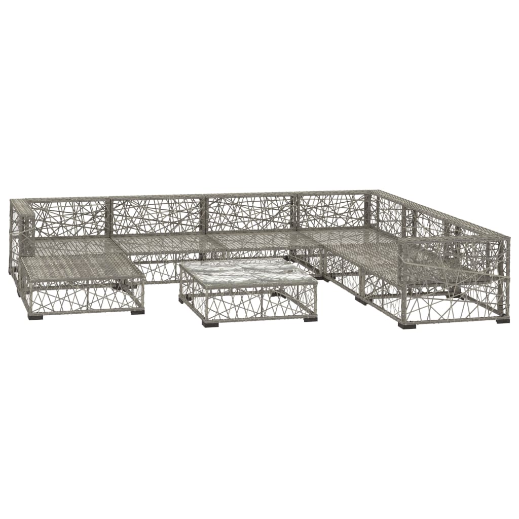 vidaXL 8 Piece Garden Lounge Set with Cushions Poly Rattan Grey