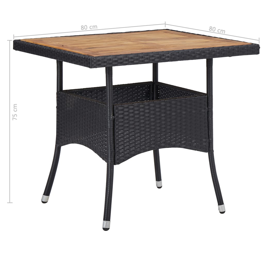 vidaXL 5 Piece Outdoor Dining Set Black Poly Rattan and Acacia Wood