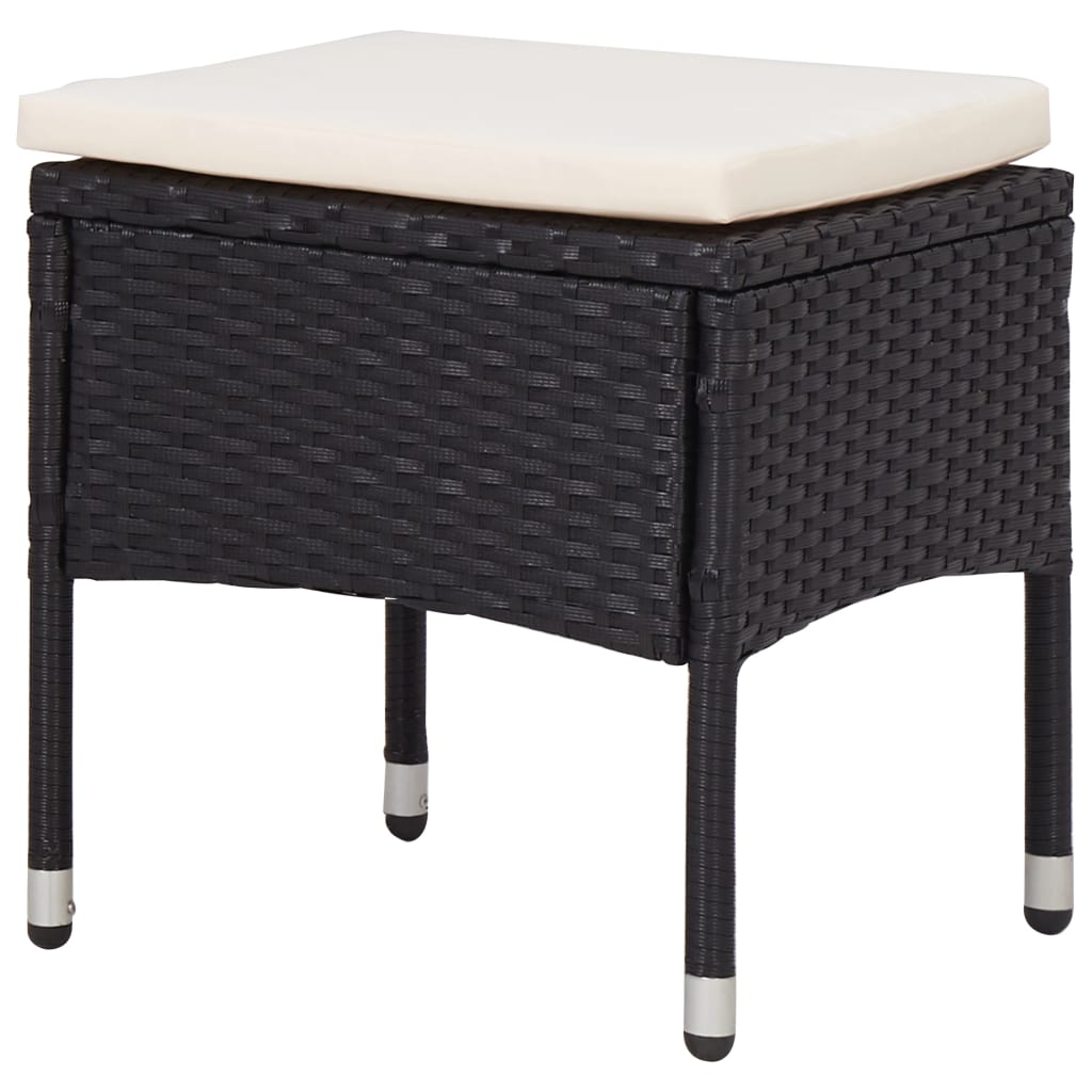 vidaXL 5 Piece Outdoor Dining Set Black Poly Rattan and Acacia Wood